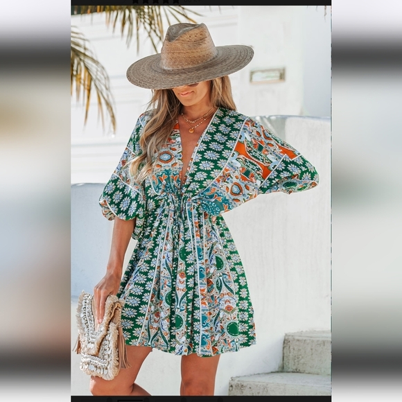 Cusphe NWTs Floral Ornate Front Tie Dress - Picture 1 of 6